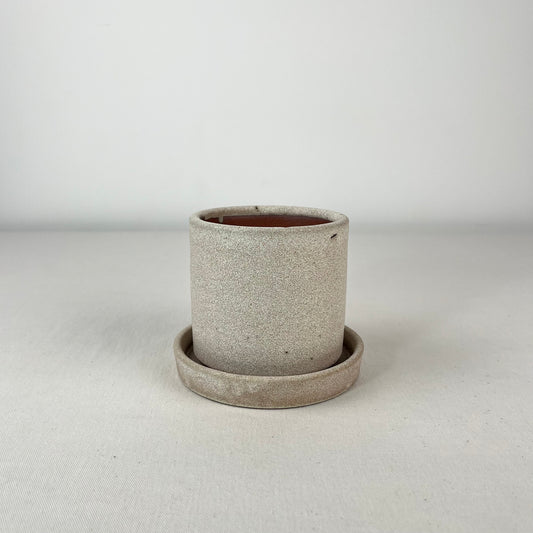 Maceta Simple Pequeña - Crema con pintas