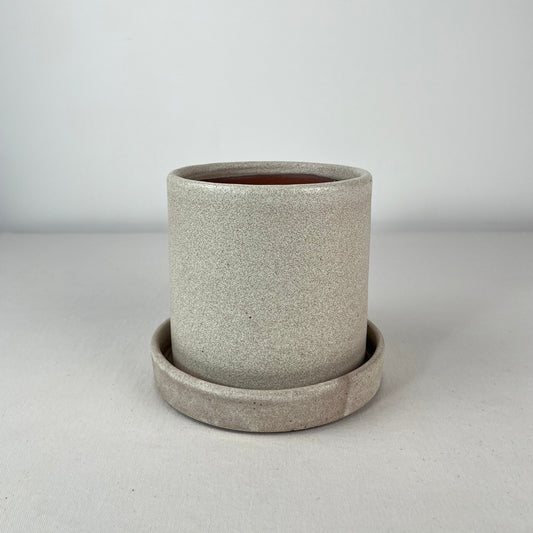 Maceta Simple Mediana - Crema con pintas